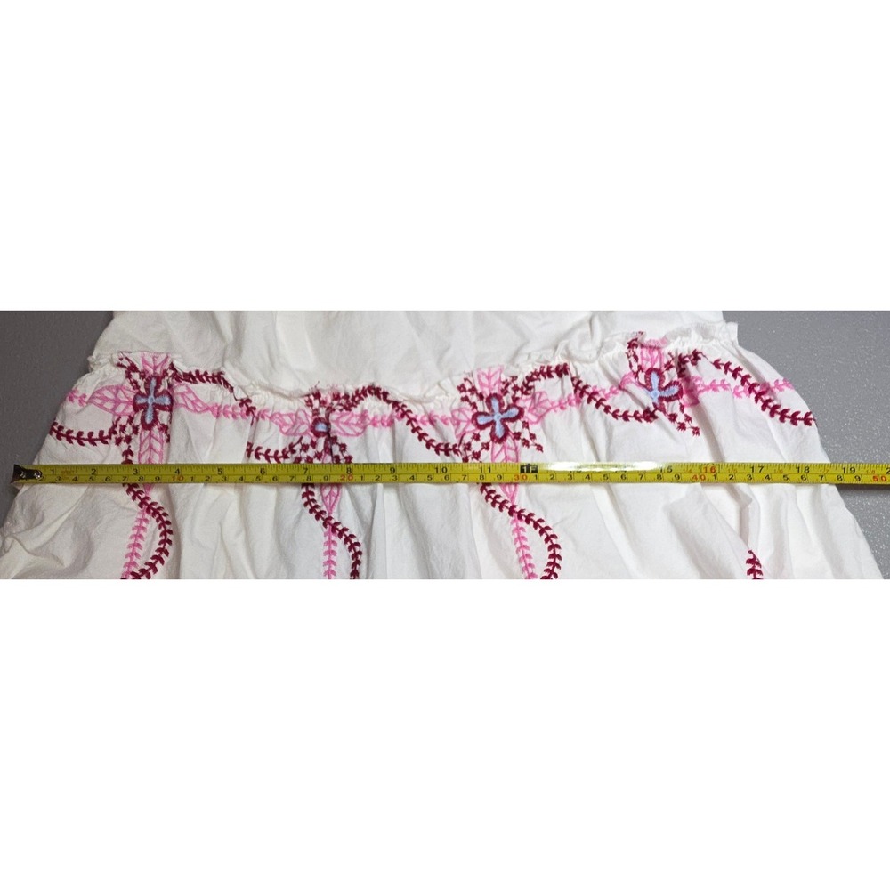 Anthropologie M Pink Red White Embroidered Sleeveless Babydoll Mini Dress NWT - Picture 9 of 14